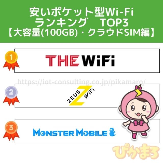 ポケットwifi 安い 100GB