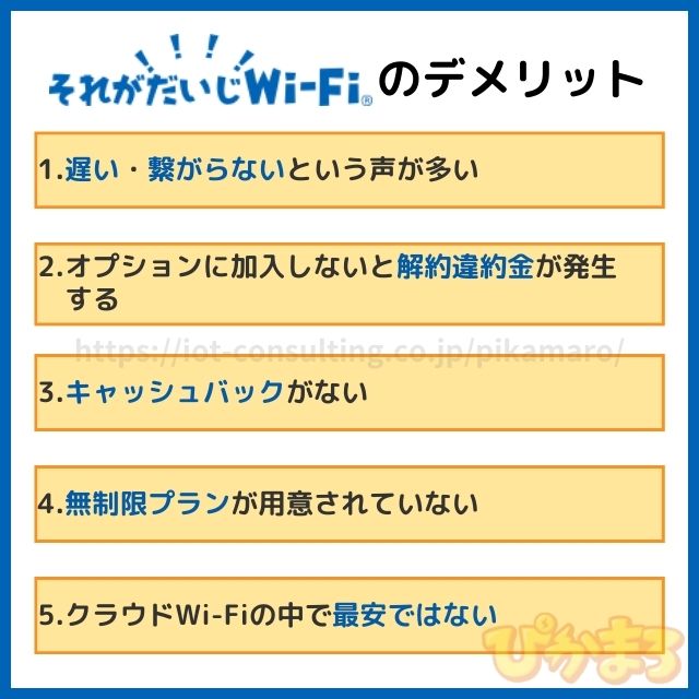 それがだいじwifi デメリット