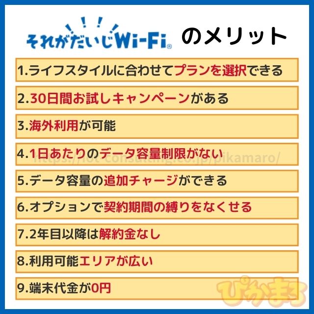 それがだいじwifi メリット