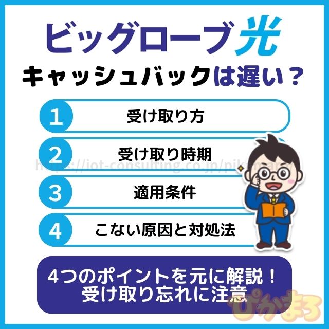 ビッグローブ光 キャッシュバック 遅い