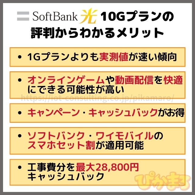 ソフトバンク光 10g 評判 メリット