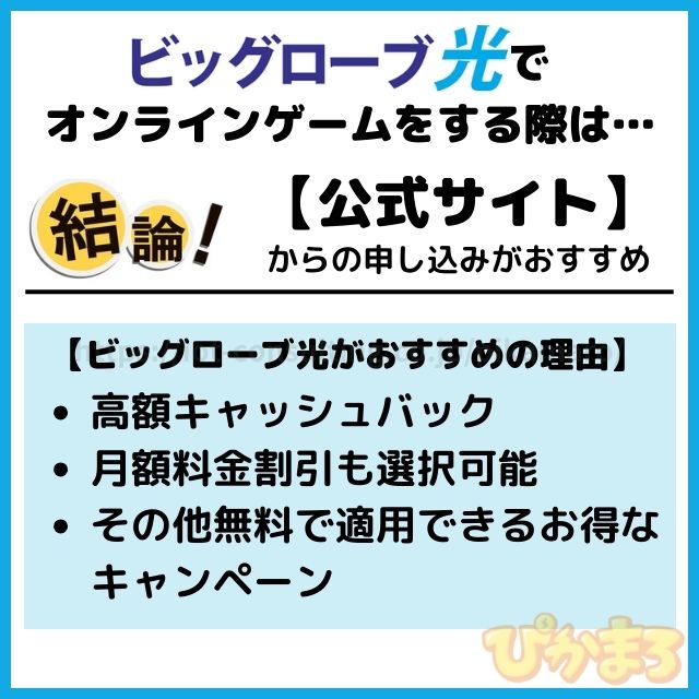 ビッグローブ光 ゲーム おすすめ窓口