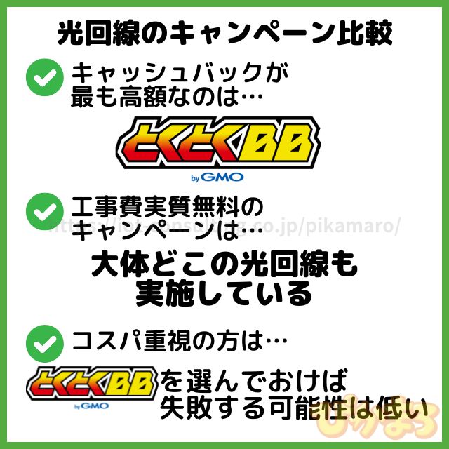 光回線 おすすめ キャンペーン 比較