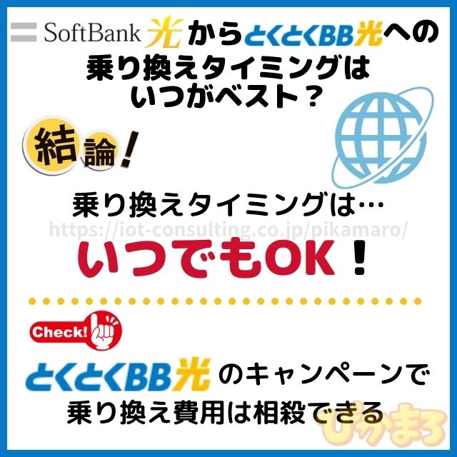 ソフトバンク光 から とくとくbb光 乗り換え ベストタイミング