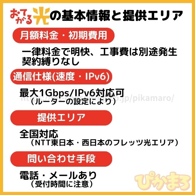 おてがる光 基本情報