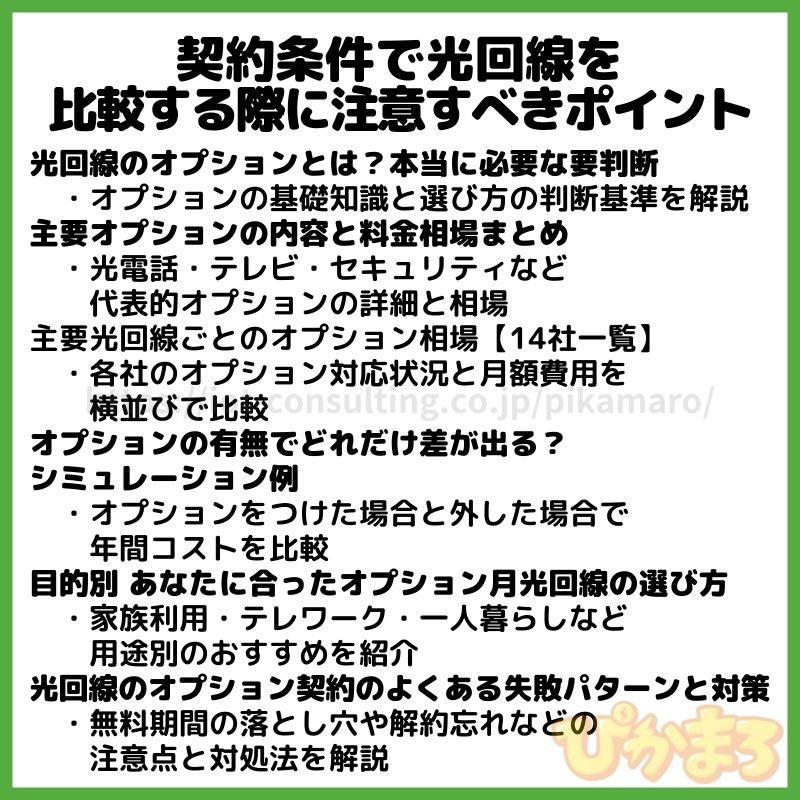 光回線 オプション 比較